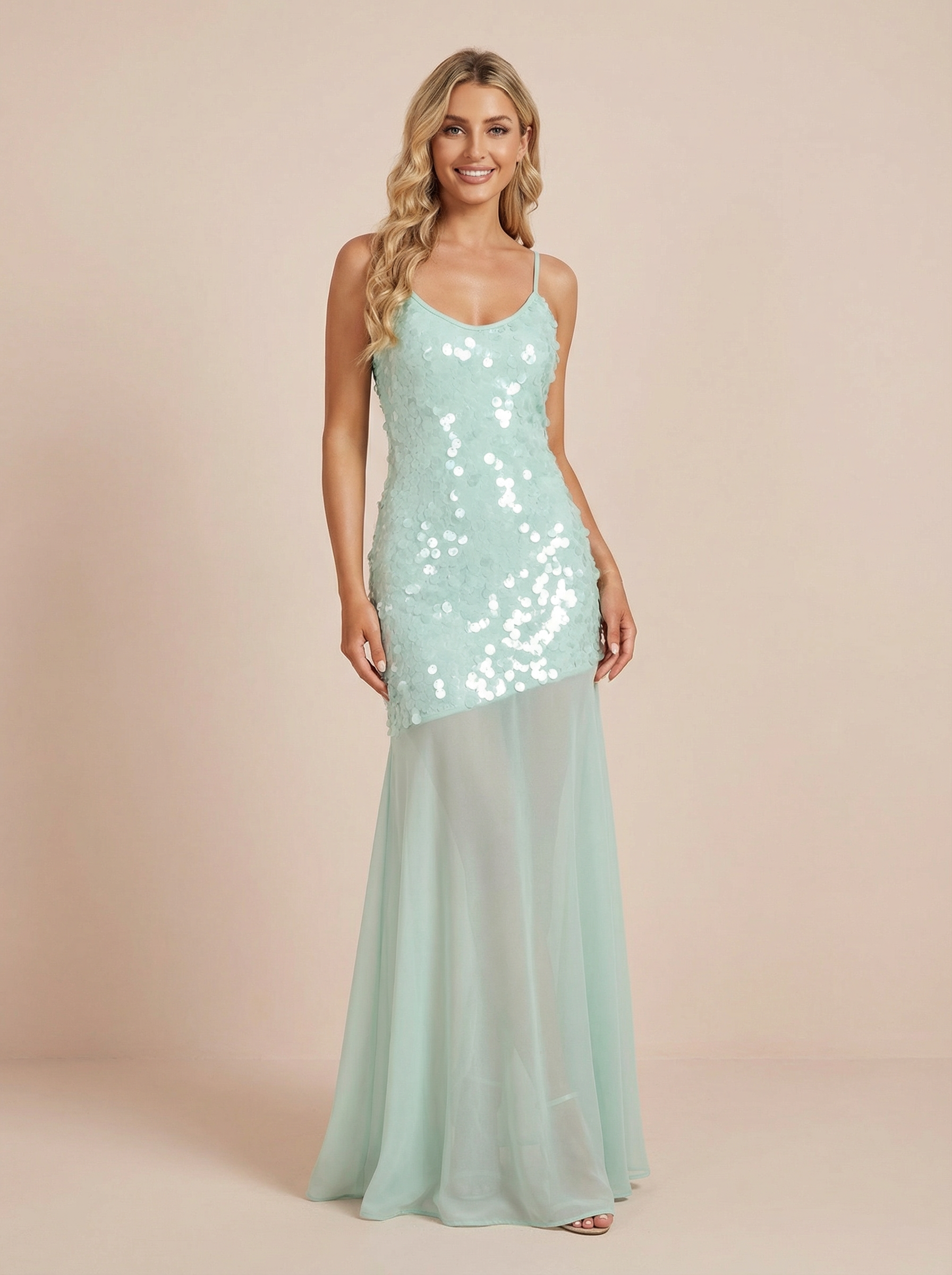 Desiree Sequin Blue Mermaid Maxi Dress