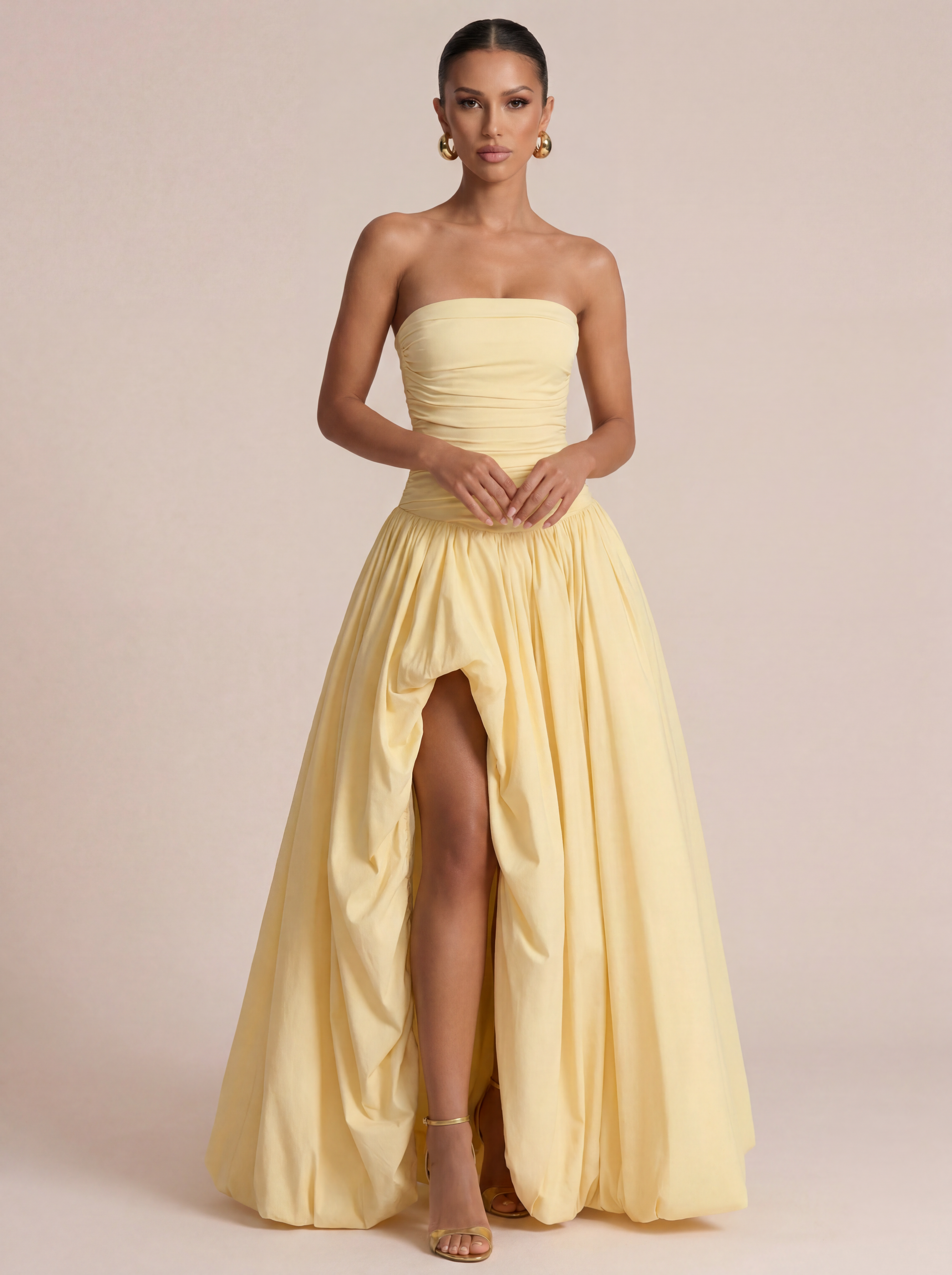 Serena Strapless Lace Up Gown Maxi Dress