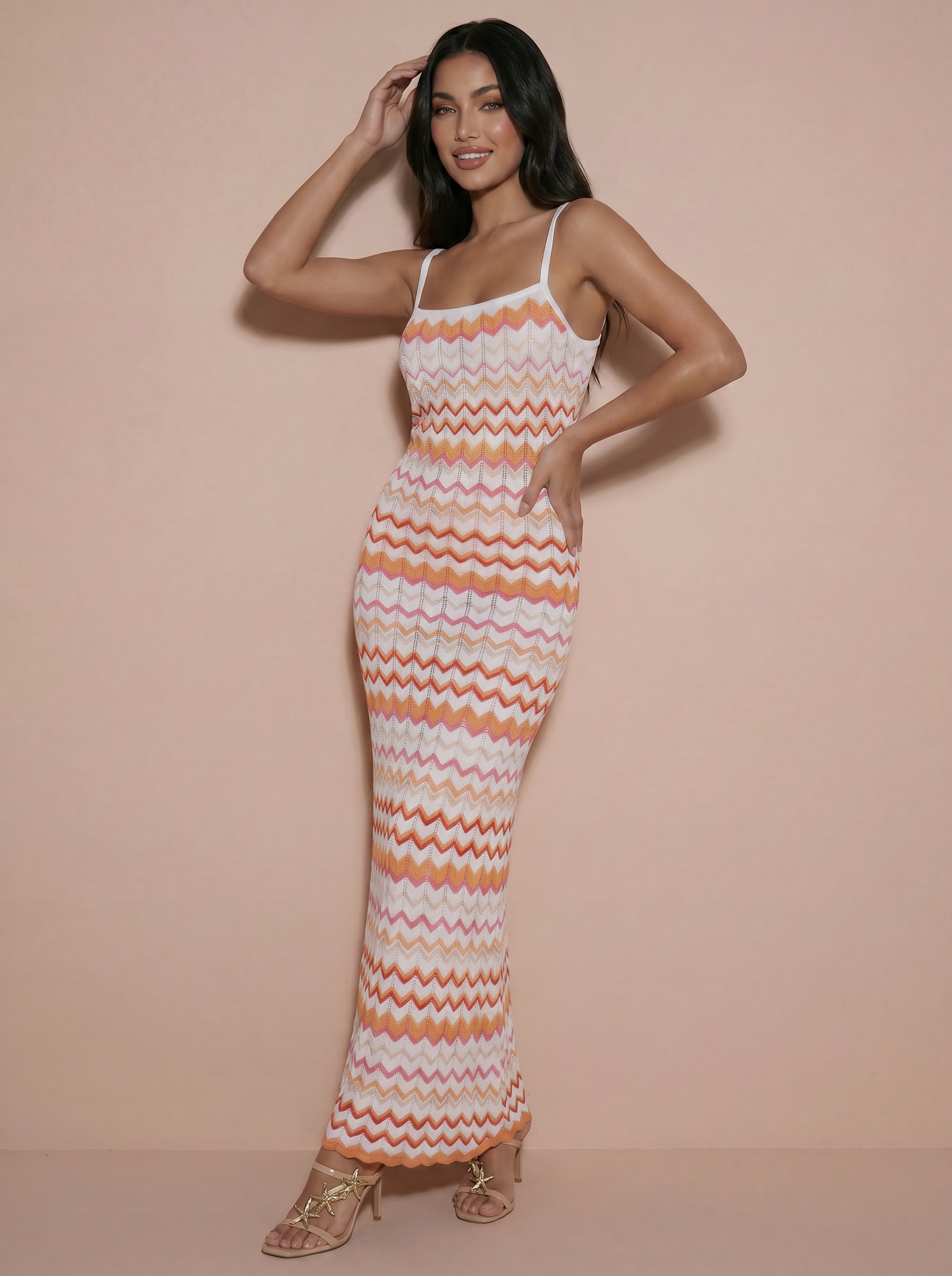 Jutta Stripe Knitted Bodycon Beach Summer Maxi Dress