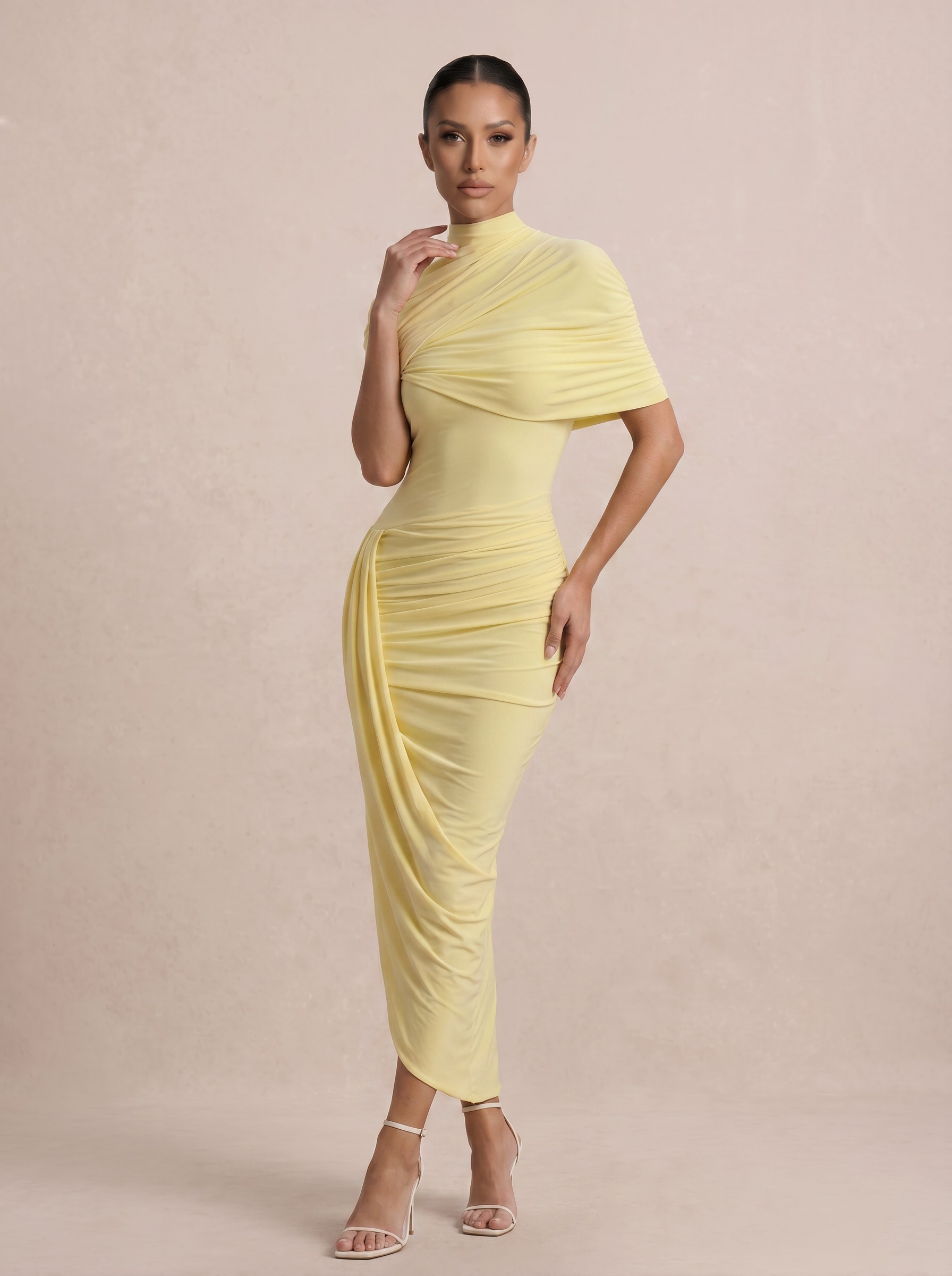 Visneta Half Sleeve Ruched Maxi Dress