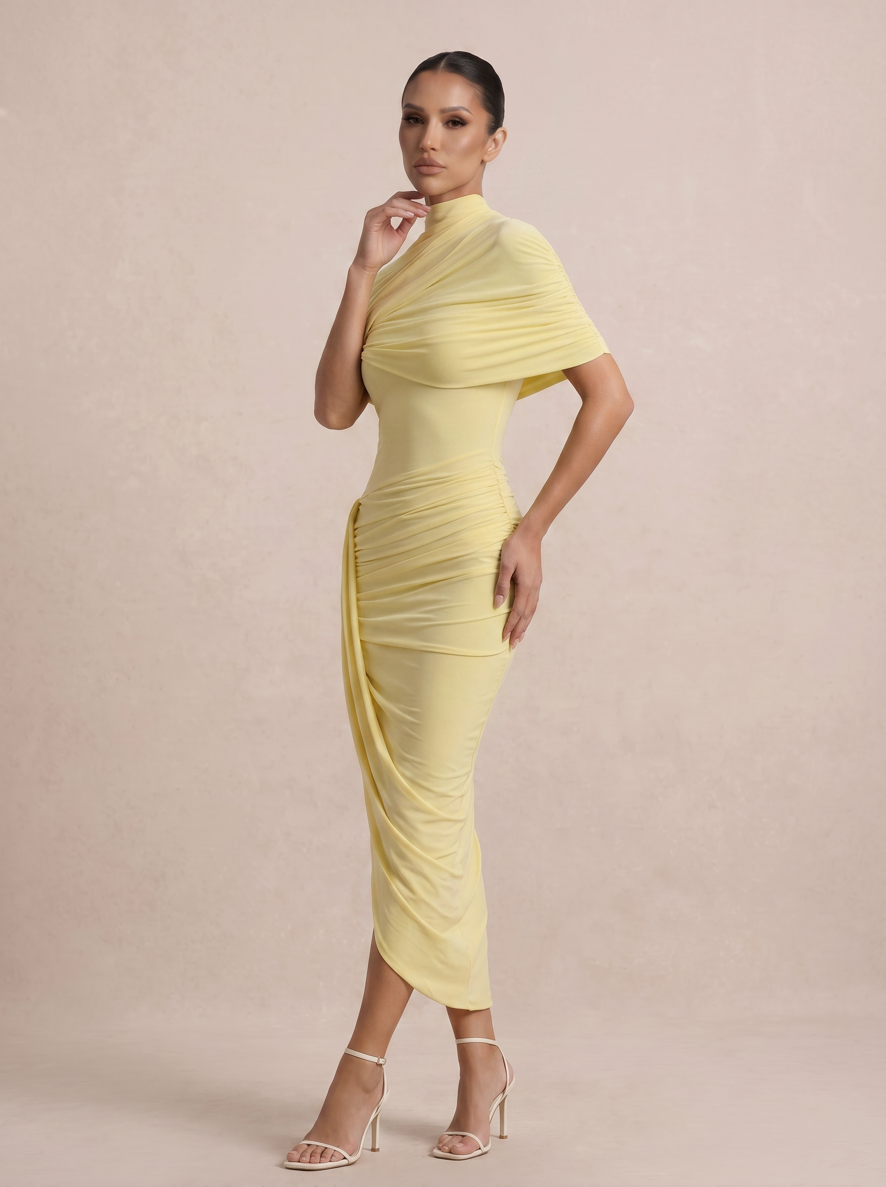 Visneta Half Sleeve Ruched Maxi Dress