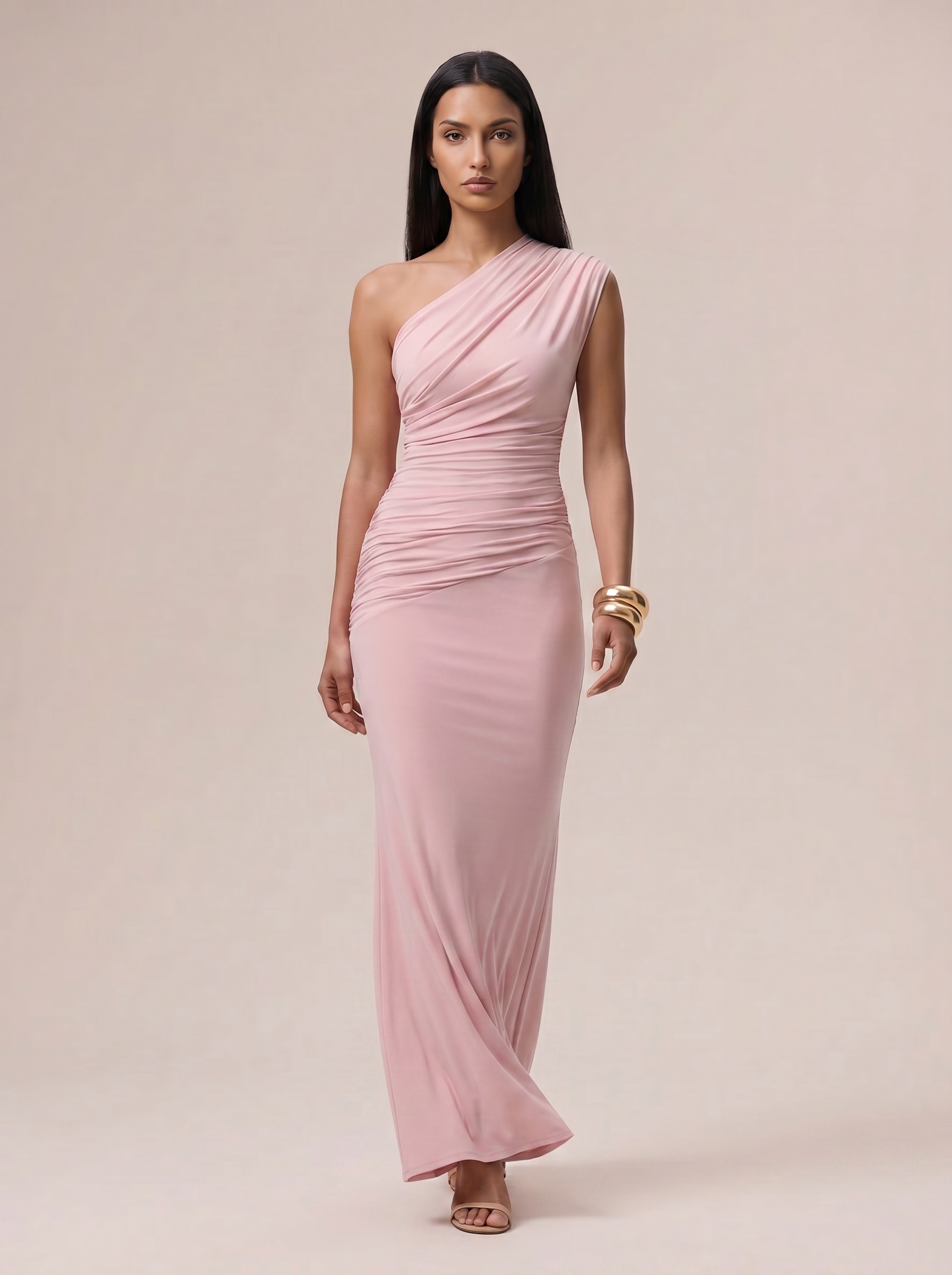 Nakita One Shoulder Bodycon Ruched Maxi Dress