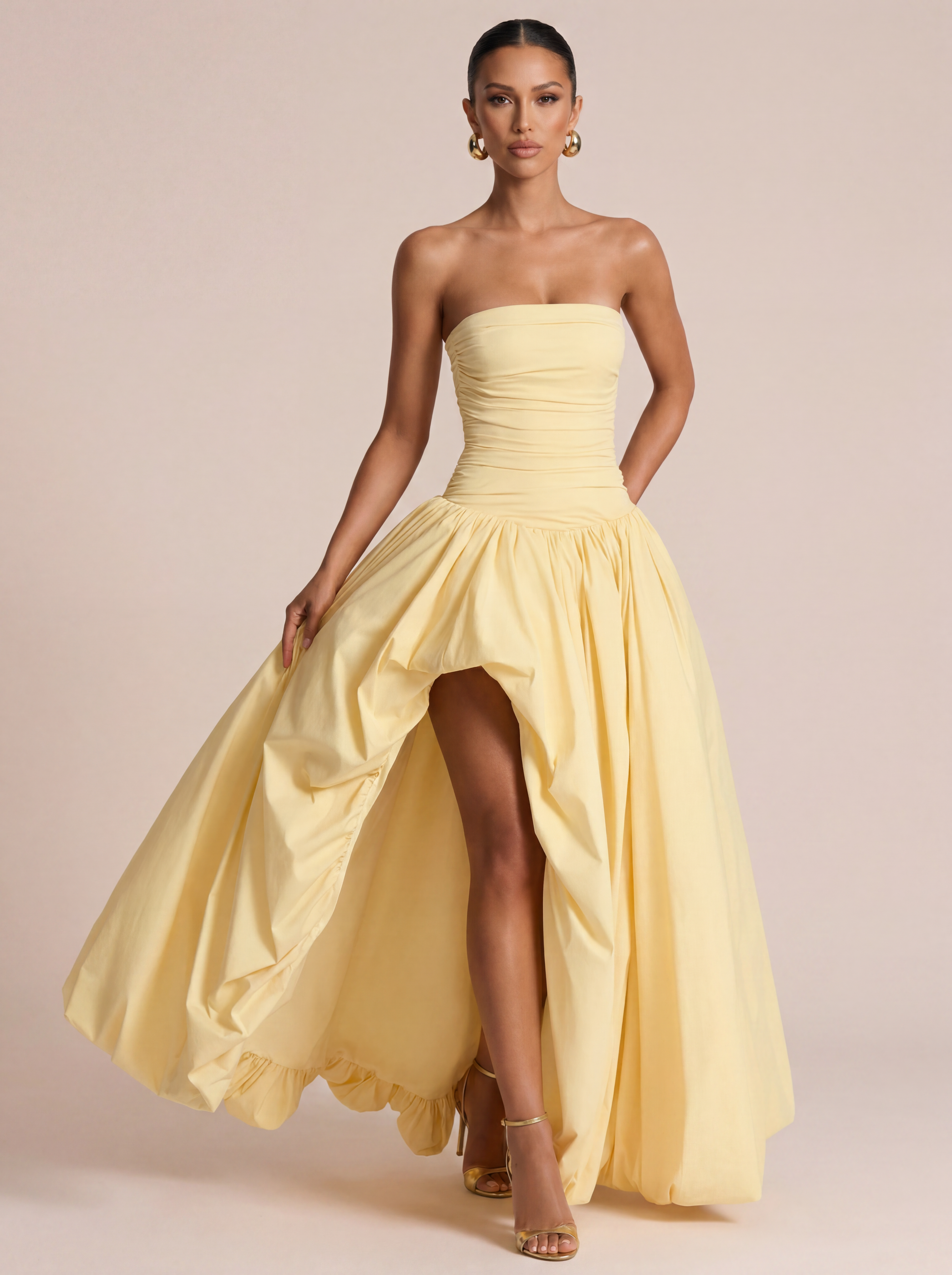 Serena Strapless Lace Up Gown Maxi Dress
