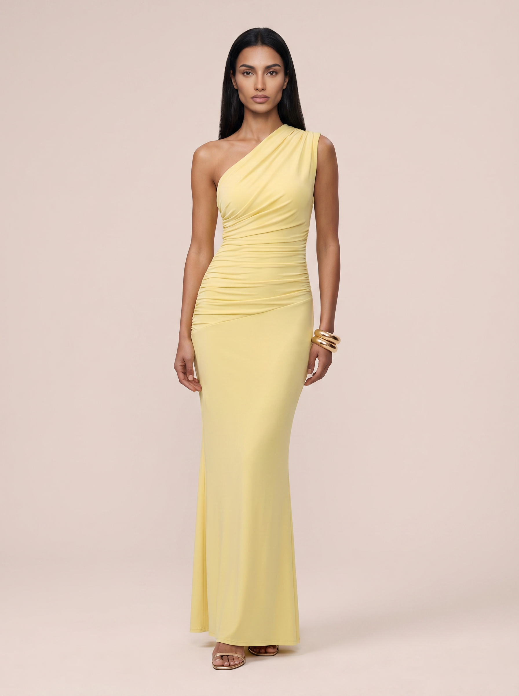 Nakita One Shoulder Bodycon Ruched Maxi Dress