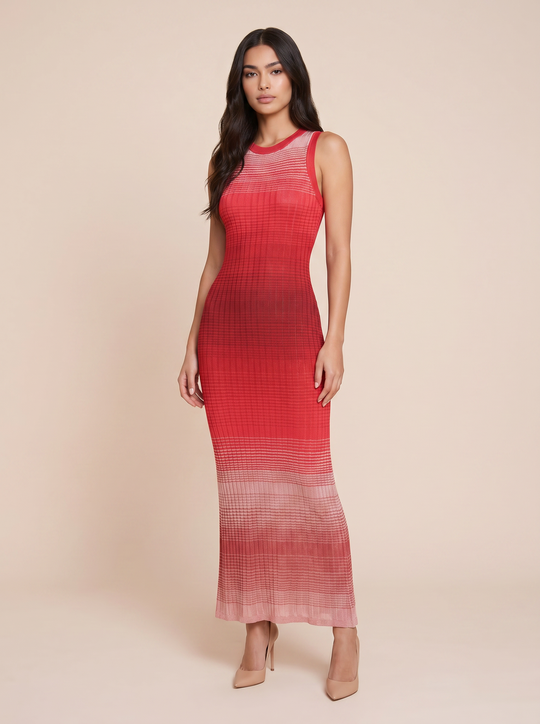 Paria Knitted Gradient Cardigan & Maxi Dress Two Piece Set