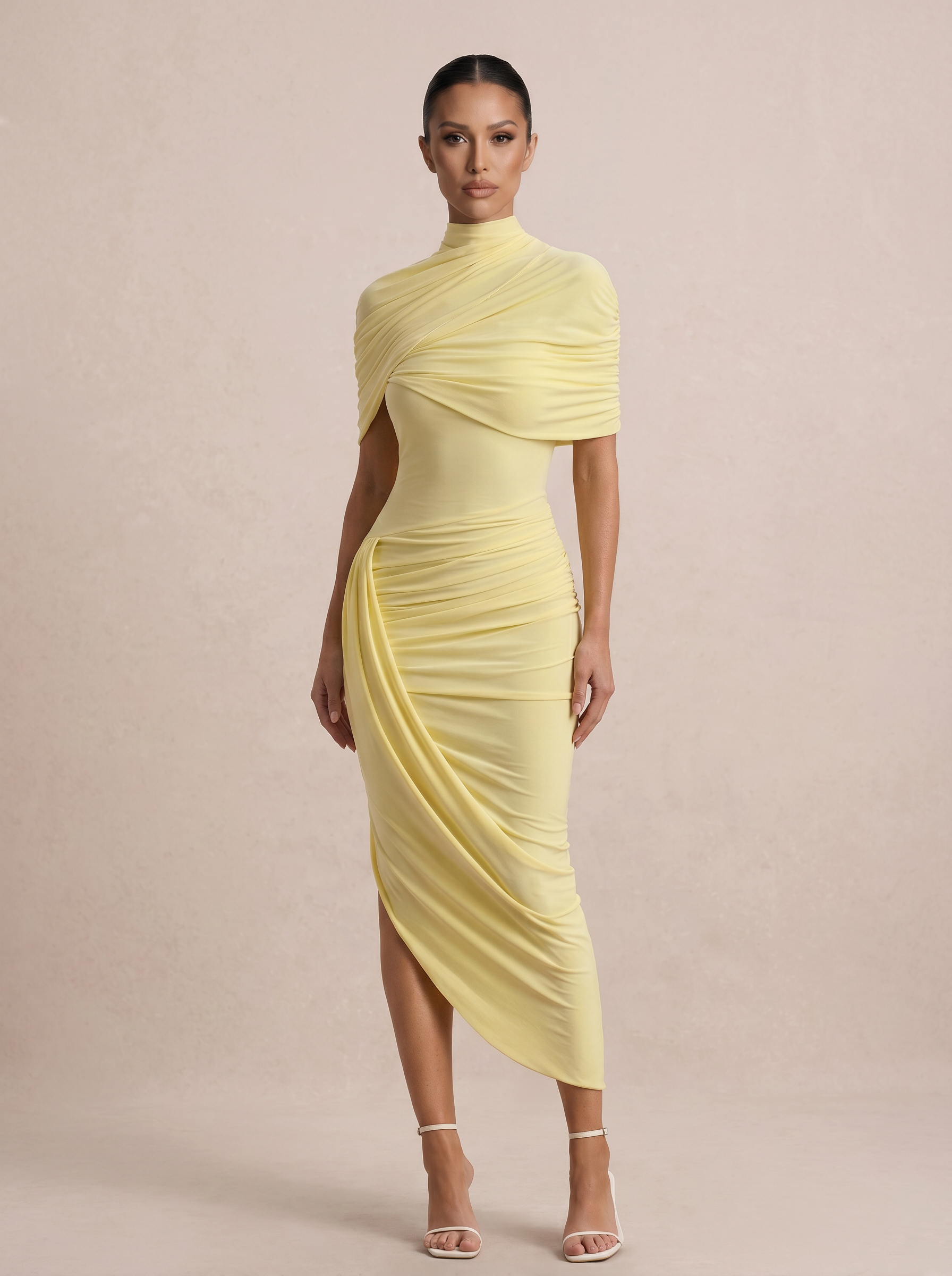Visneta Half Sleeve Ruched Maxi Dress