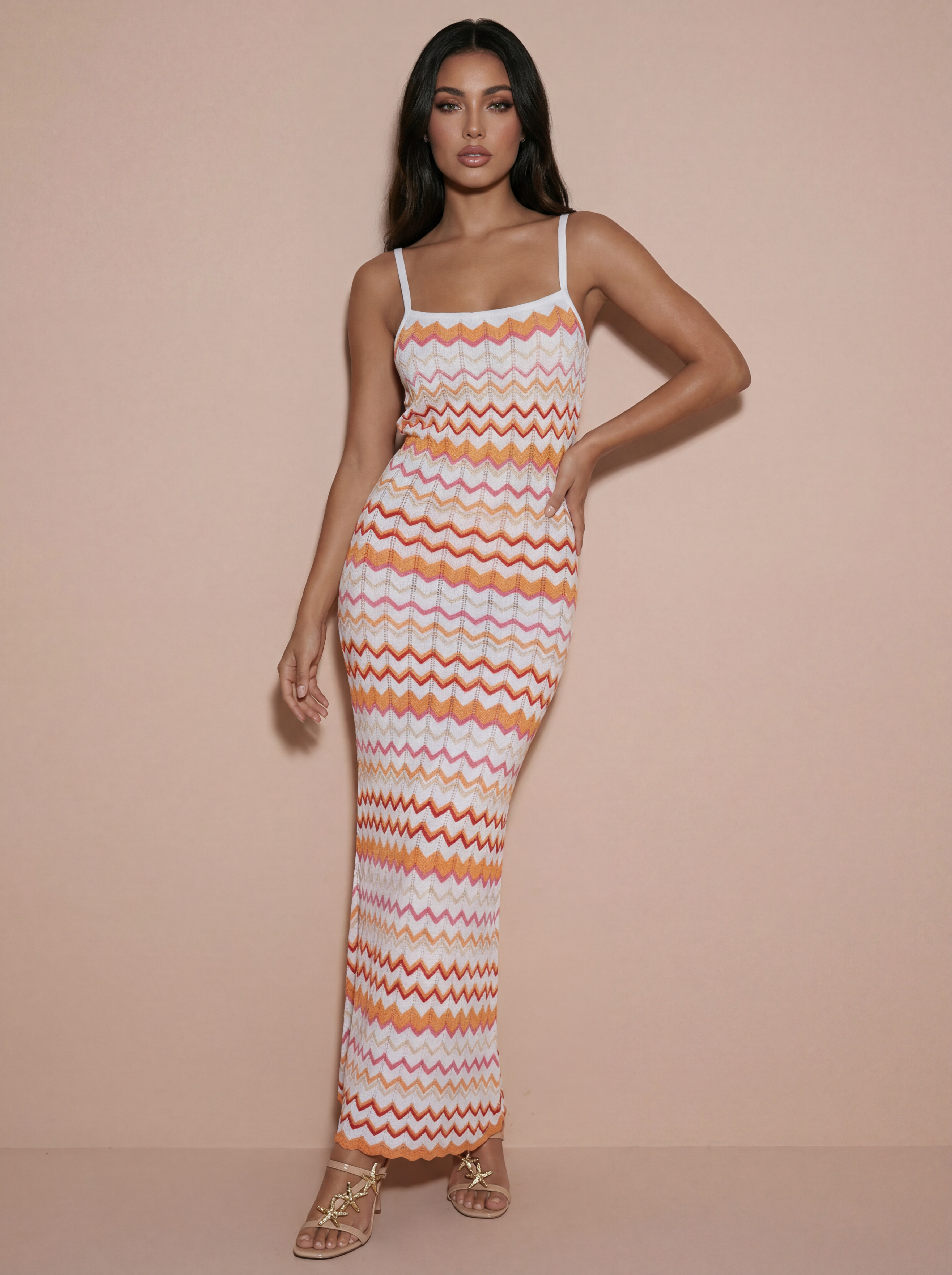 Jutta Stripe Knitted Bodycon Beach Summer Maxi Dress