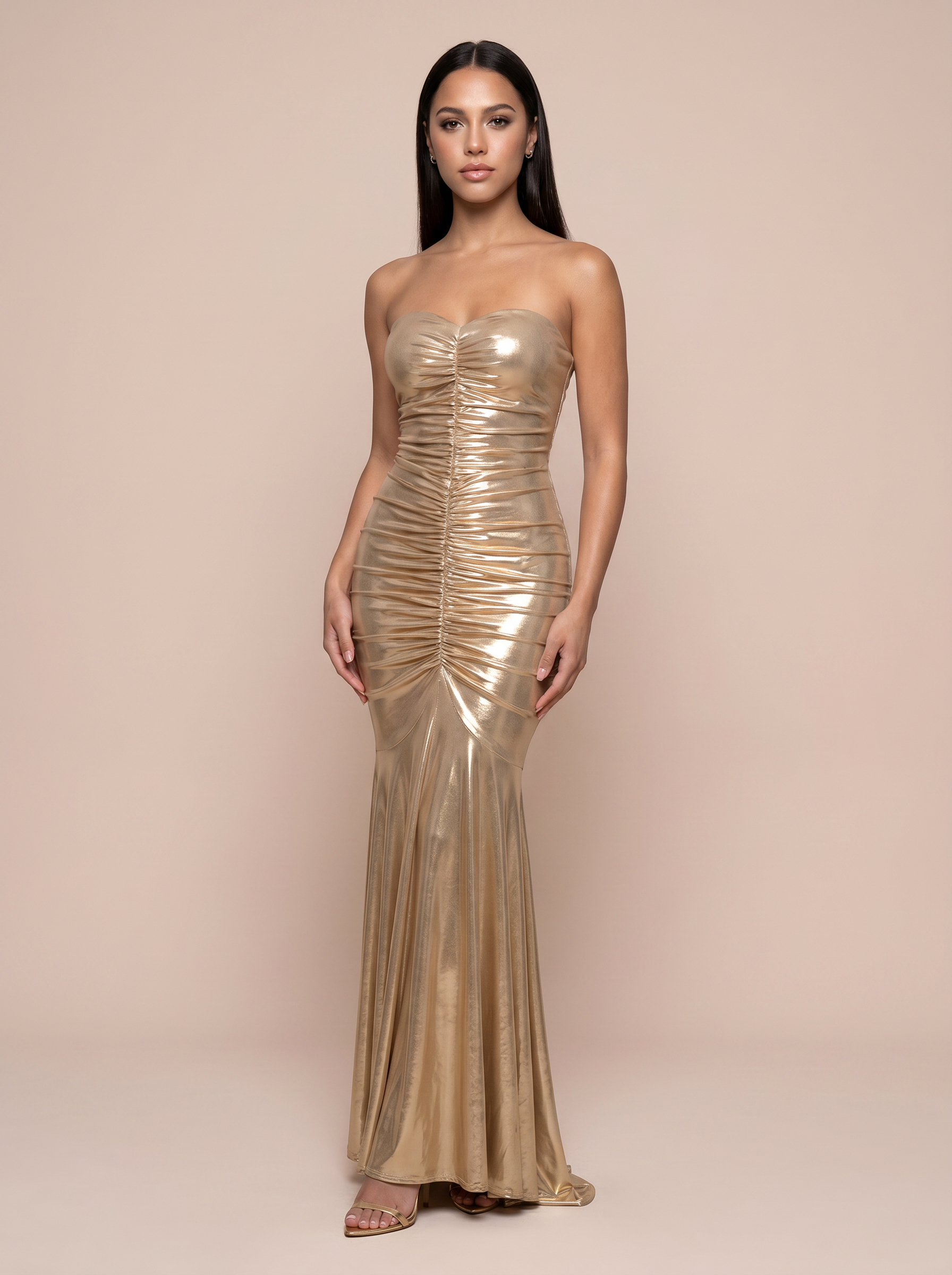Kai Gold Strapless Bodycon Maxi Dress