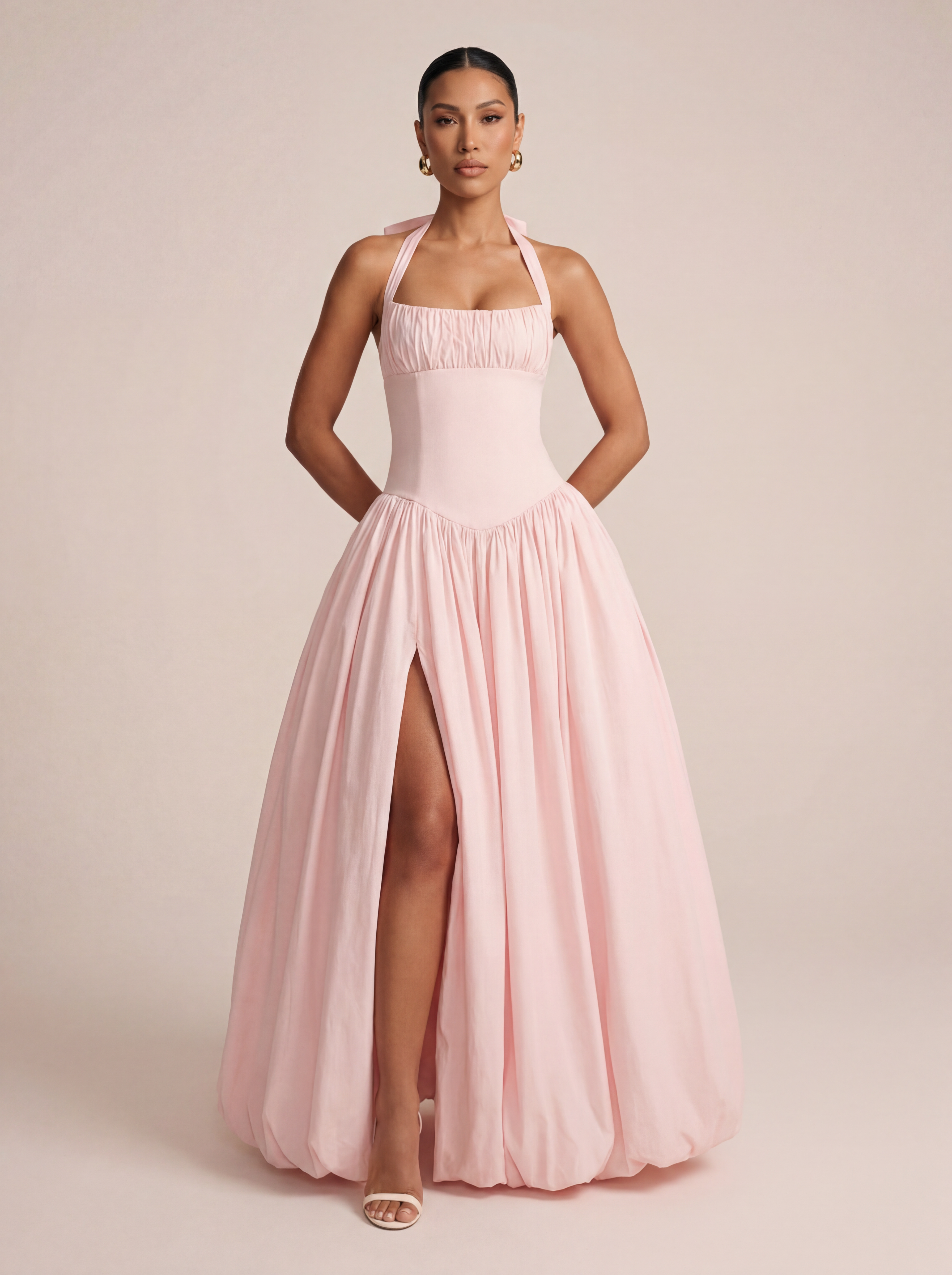 Emilia Elegant Halter Princess Maxi Dress