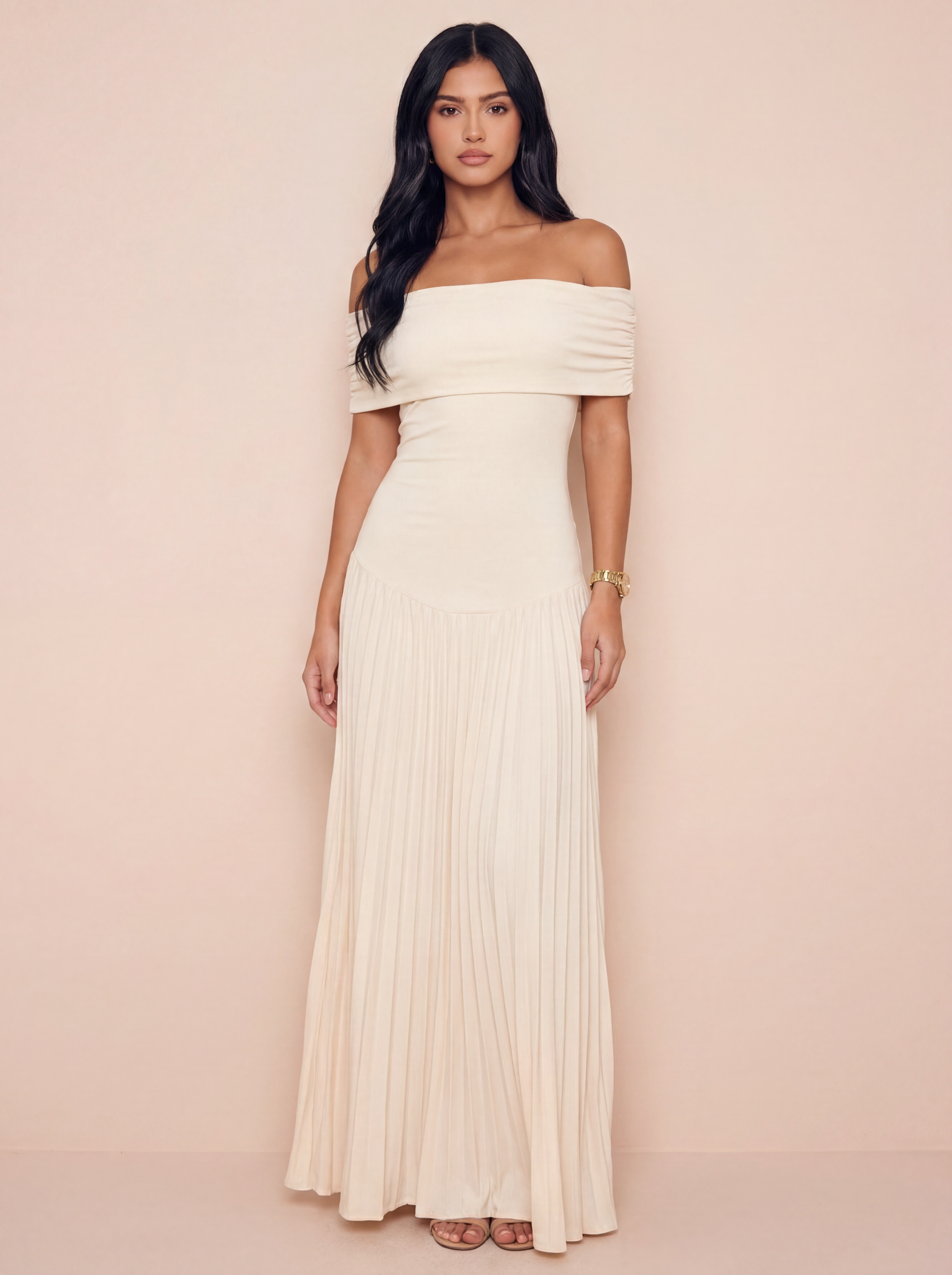 Tyra Off Shoulder A-Line Maxi Dress
