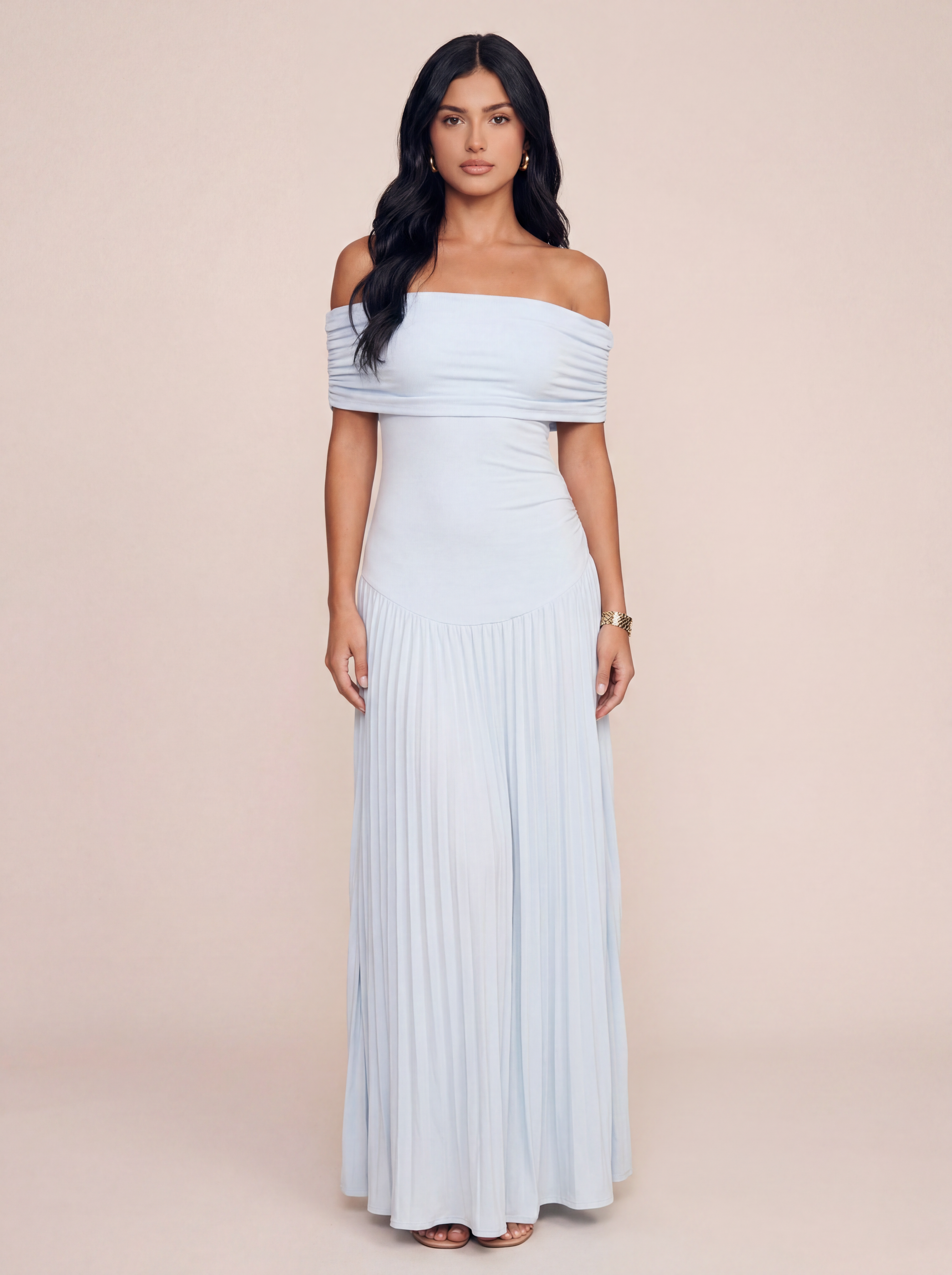 Tyra Off Shoulder A-Line Maxi Dress