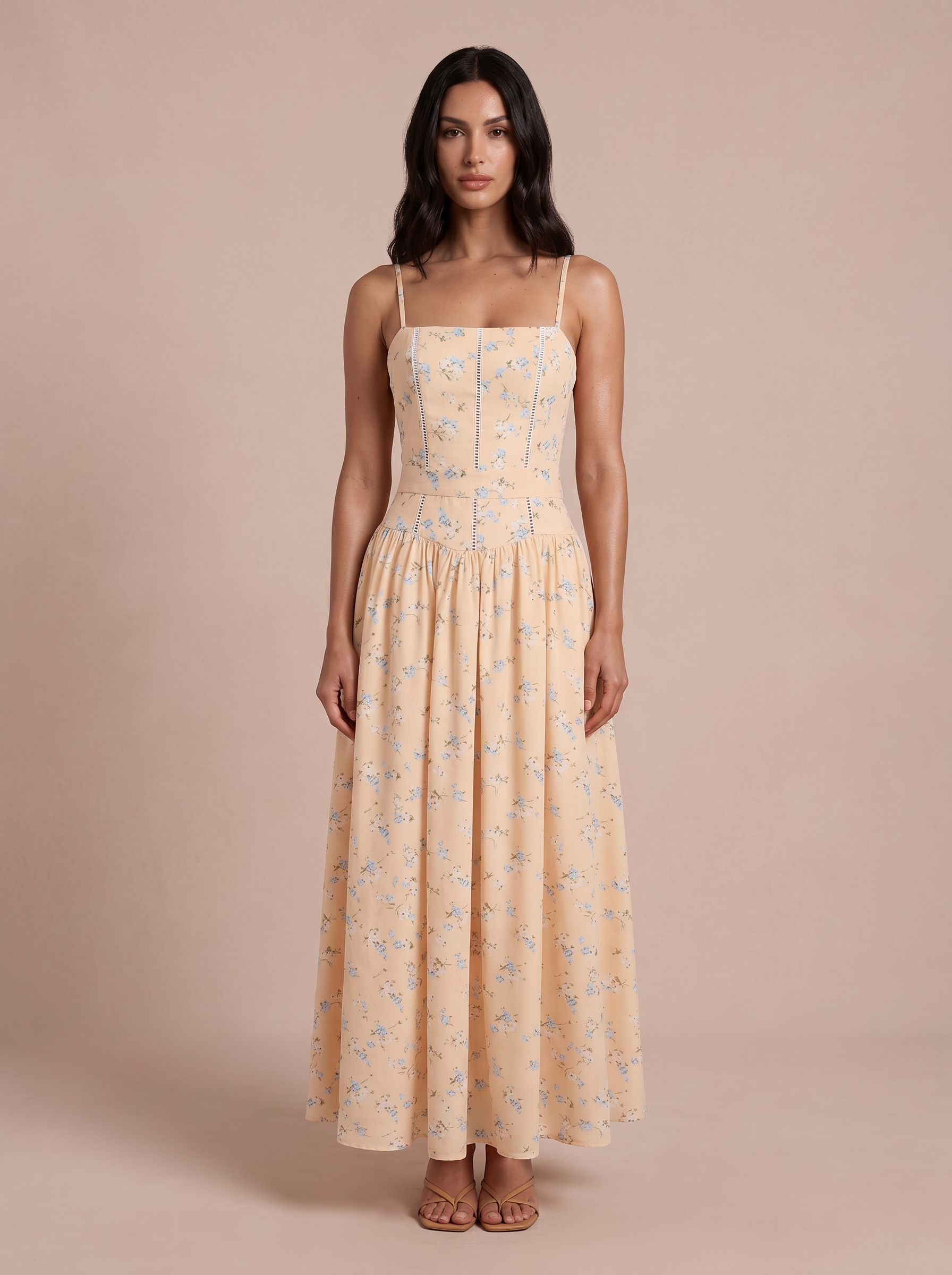 Willa Yellow Floral Corset Maxi Sundress Dress