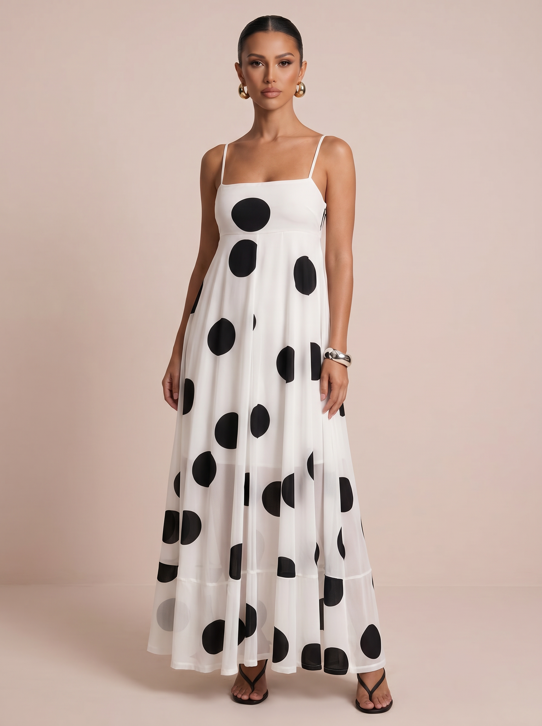 Freya Polka Dot Summer Spaghetti Strap Maxi Dress