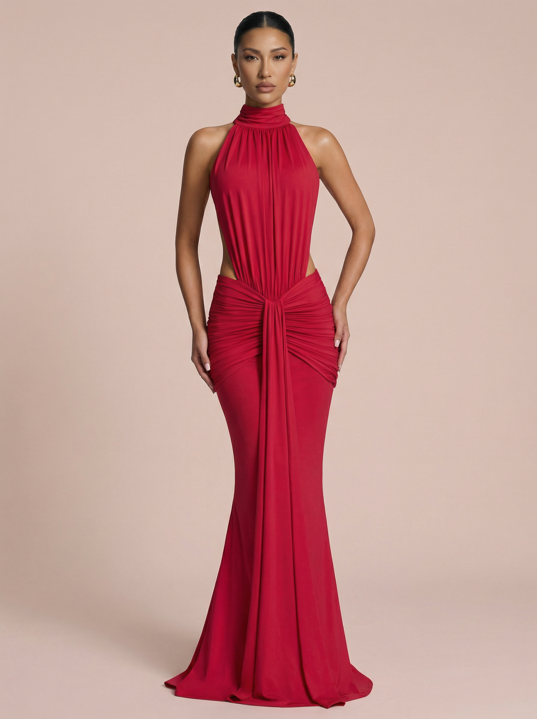 Yassima Turtleneck Backless Bodycon Maxi Dress