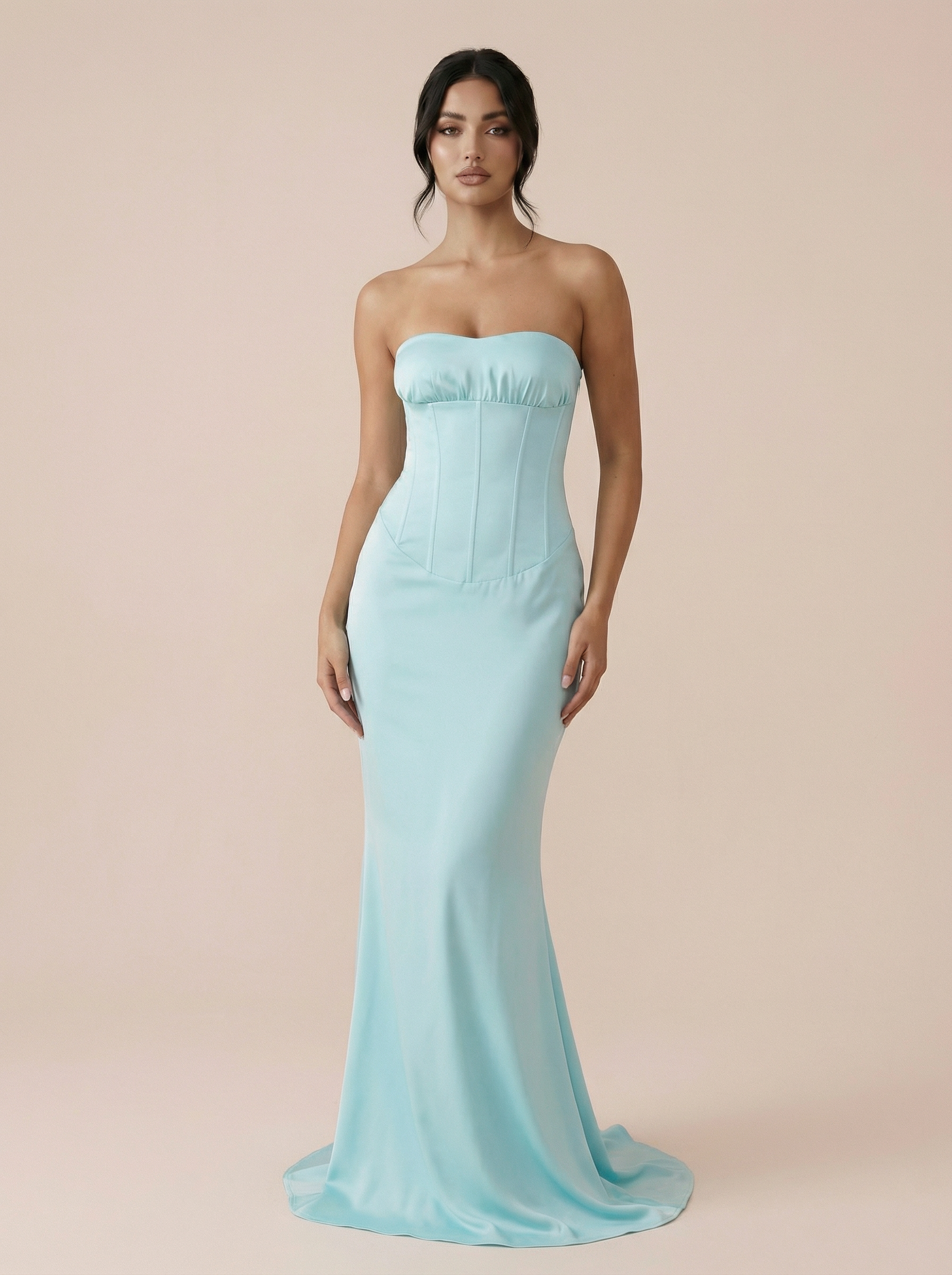 Zalia Off-shoulder Strapless Backess Maxi Dress