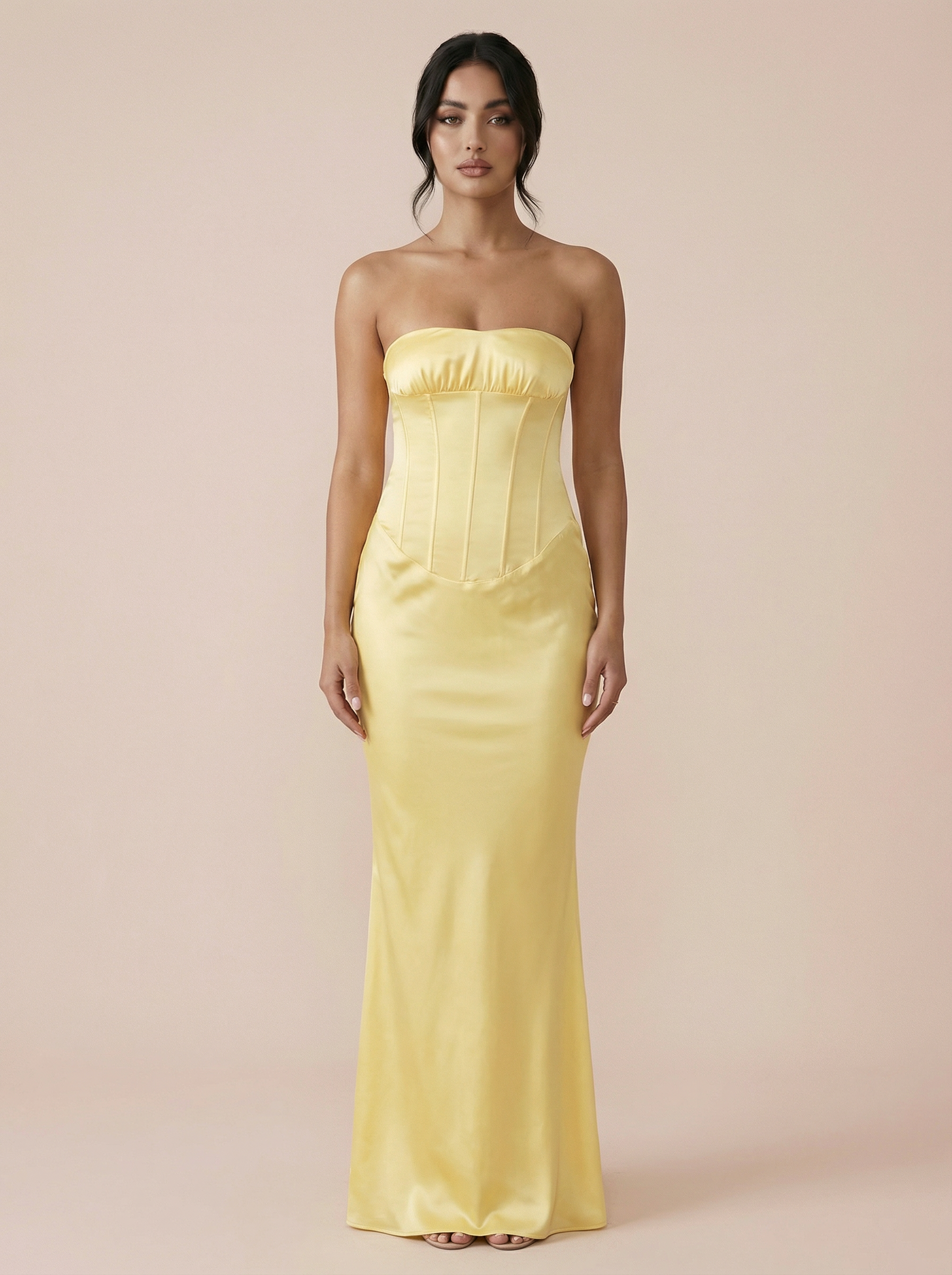 Zalia Off-shoulder Strapless Backess Maxi Dress
