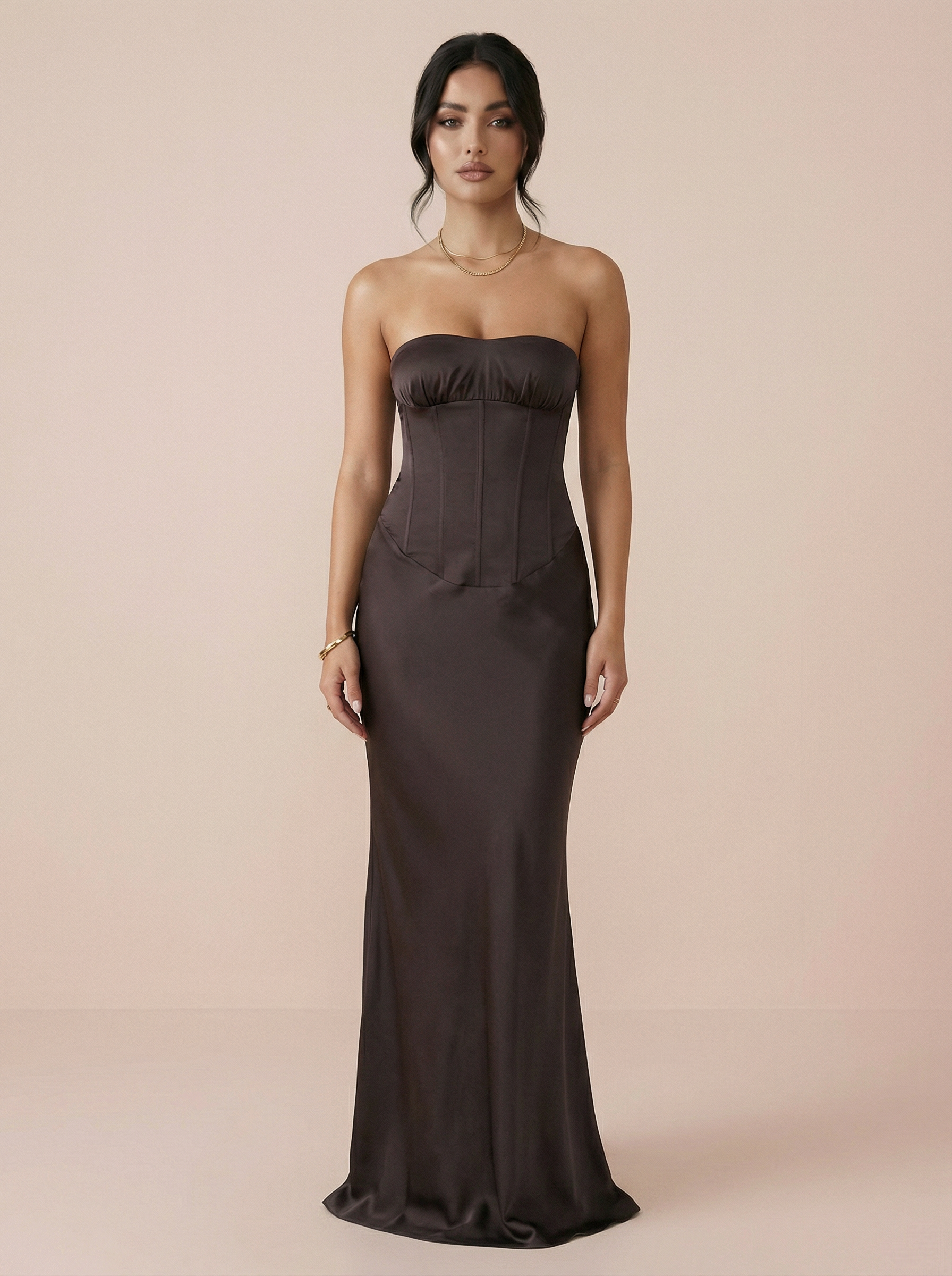 Zalia Off-shoulder Strapless Backess Maxi Dress