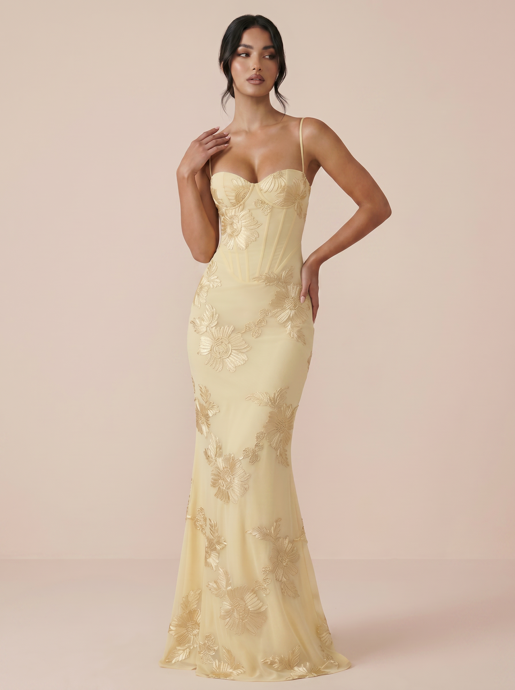 Renetta Floral Print Spaghetti Strap Backless Maxi Dress