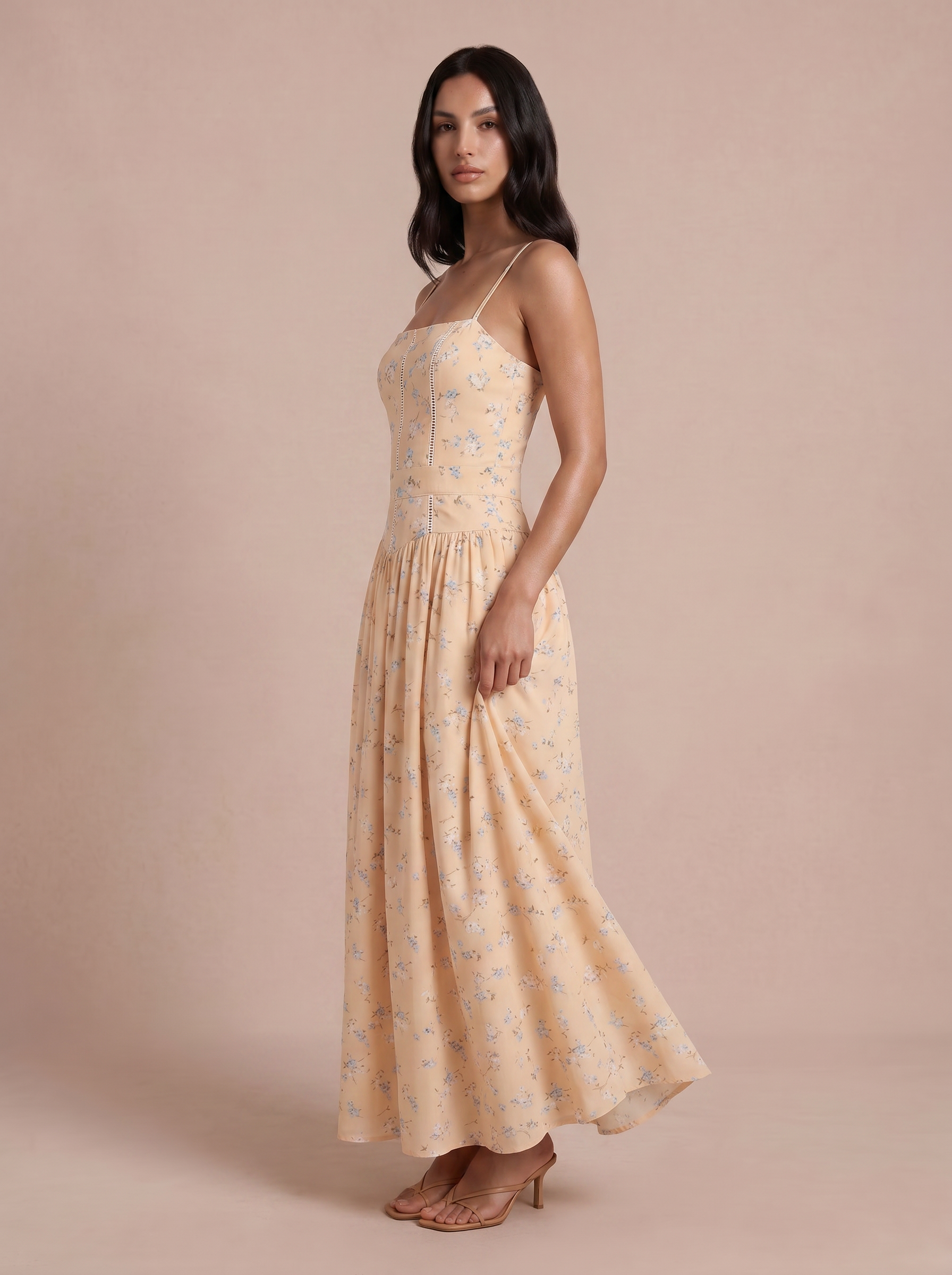 Willa Yellow Floral Corset Maxi Sundress Dress