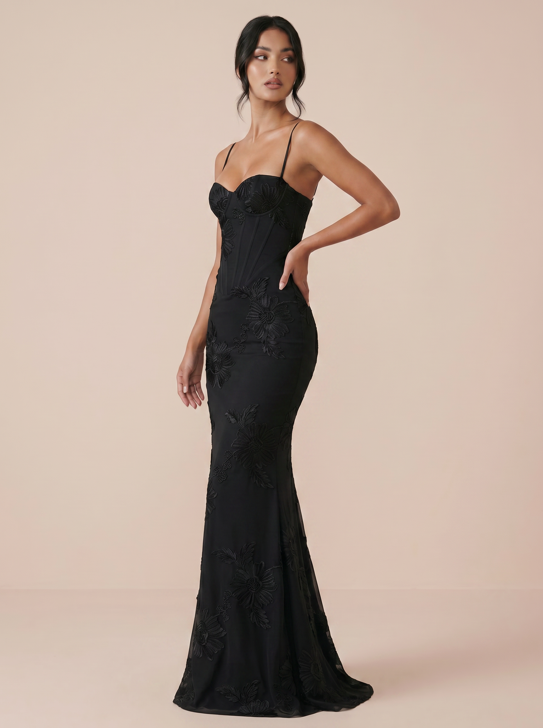 Renetta Floral Print Spaghetti Strap Backless Maxi Dress