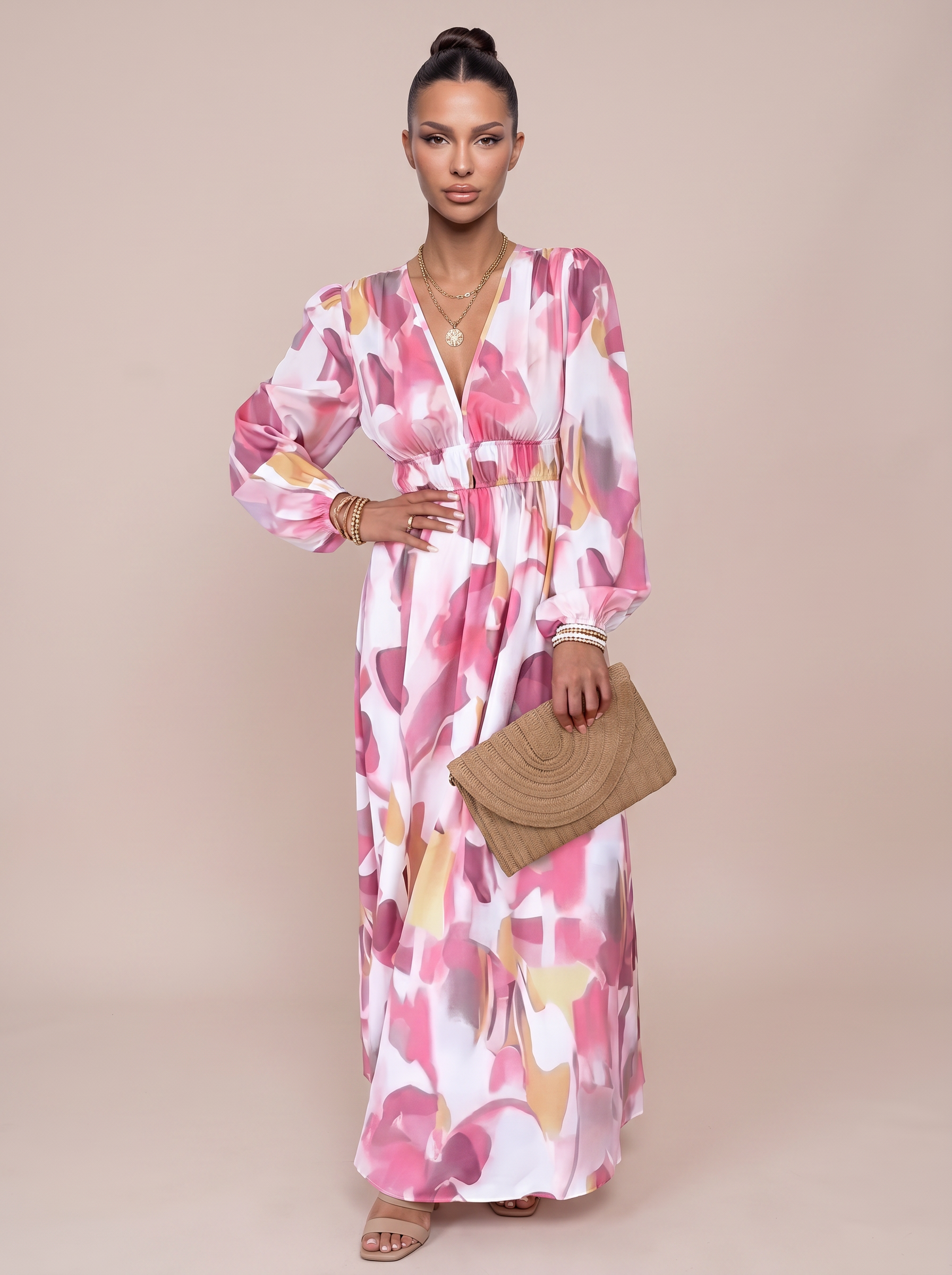 Brooklyn V Neck Long Sleeved Maxi Dress