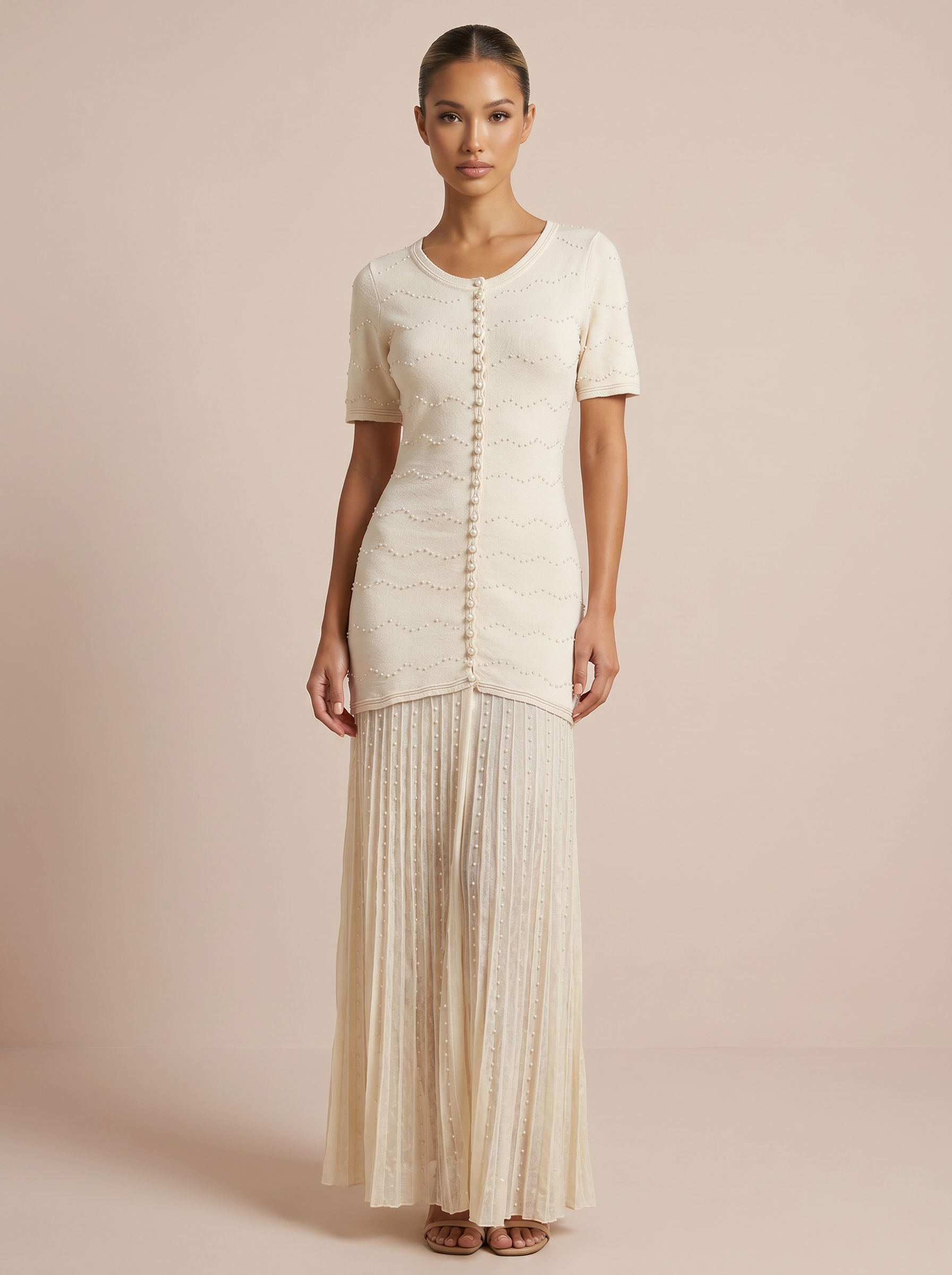 Parker Short Sleeve Pearl Knit Maxi Dress