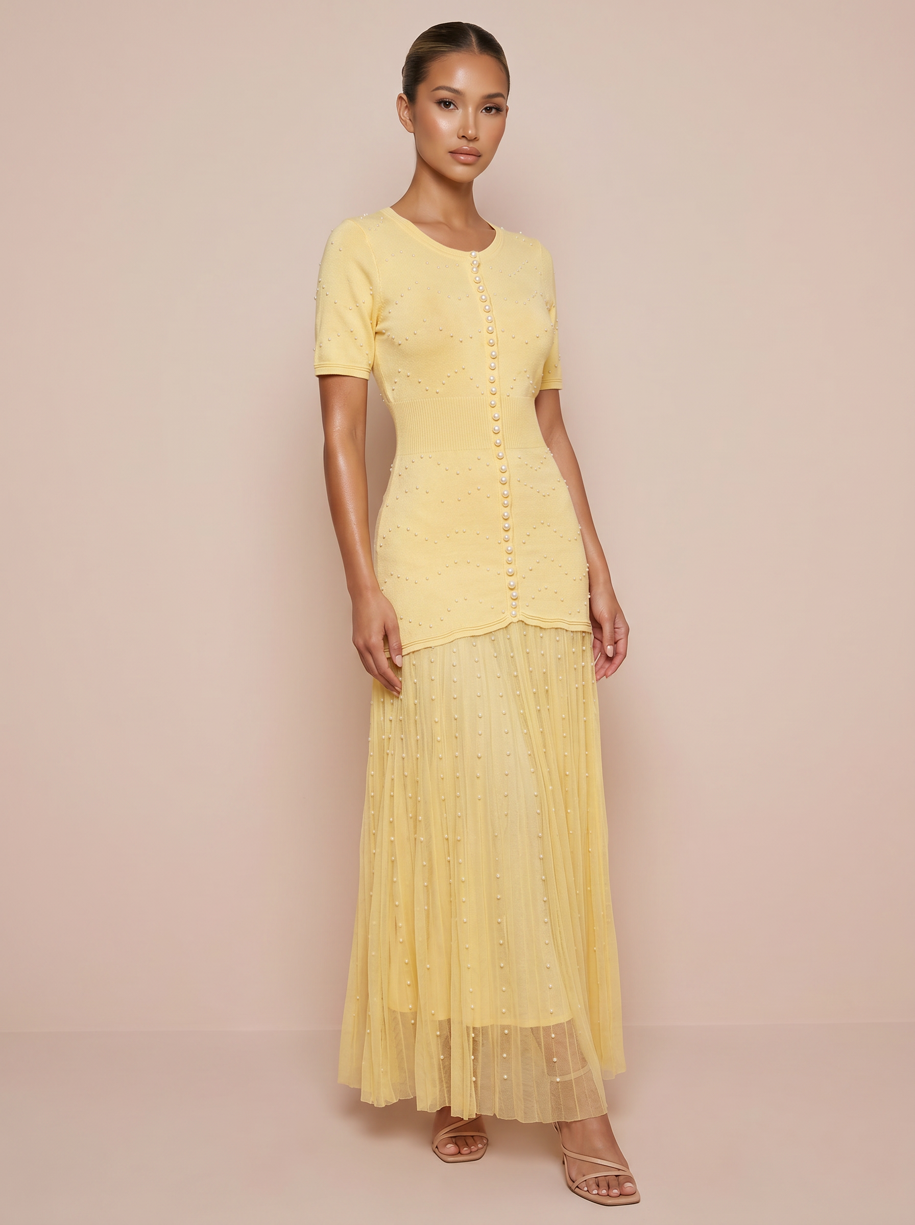 Parker Short Sleeve Pearl Knit Maxi Dress