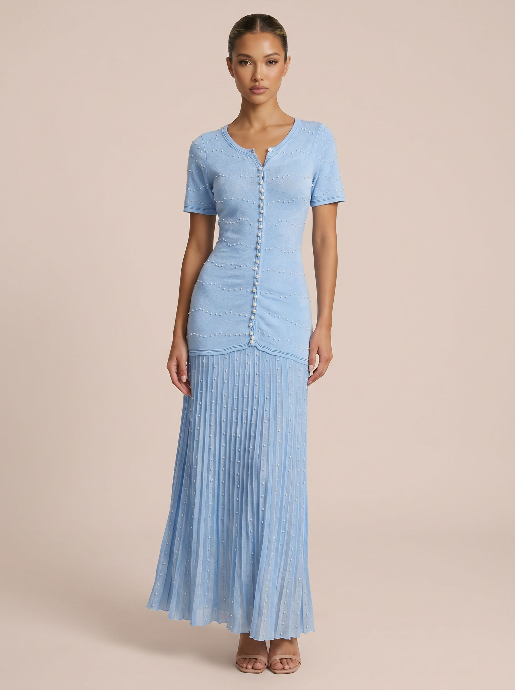 Parker Short Sleeve Pearl Knit Maxi Dress