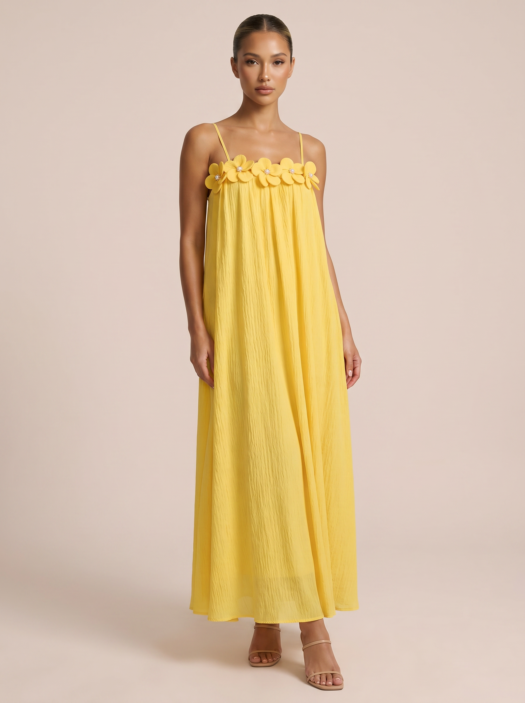 Quinn 3D Floral Beach Sundress Summer Maxi Dress