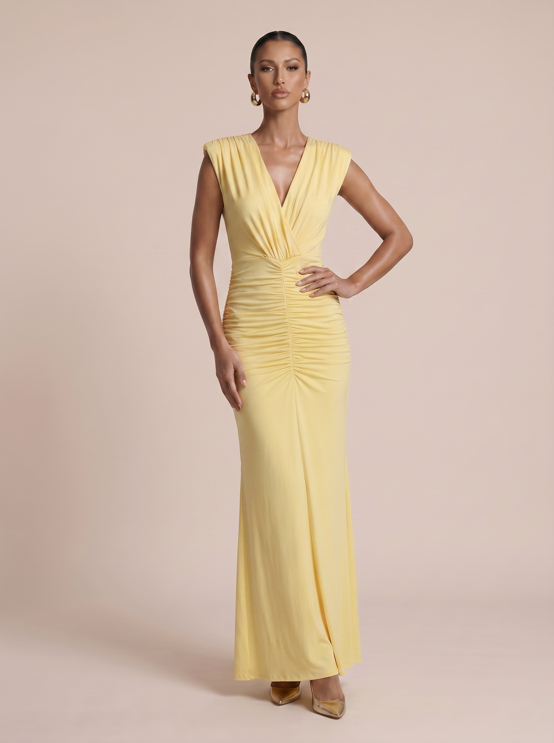 Madeline V-Neck Sleeveless Bodycon Sleeveless Maxi Dress