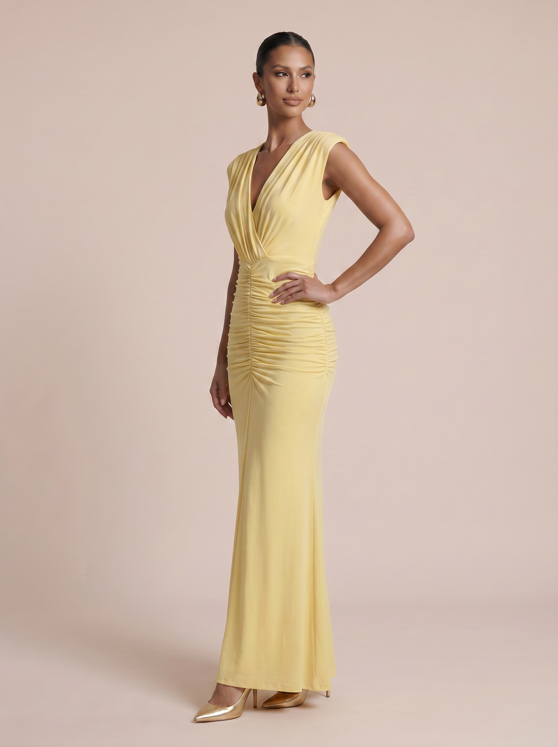 Madeline V-Neck Sleeveless Bodycon Sleeveless Maxi Dress